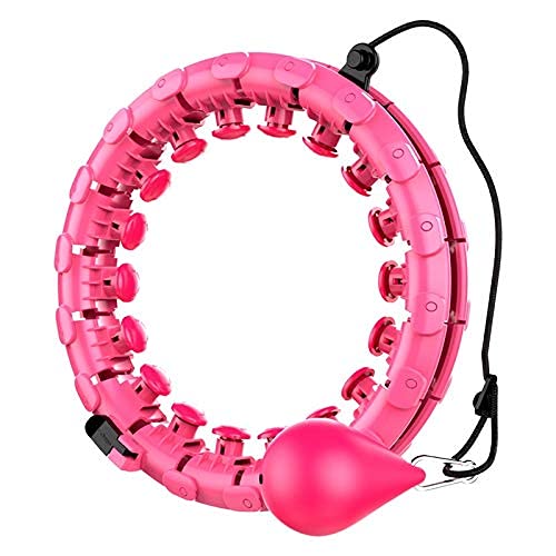 Fitness hula hoops,Weighted Hula Hoops Adults Weighted Exercise Hoop Smart Hula Hoop 2 In 1 Abdomen Fitness Weight Loss Massage Non-Fall Hula Hoops 24 Detachable Knots Adjustable Weight Auto-Spinning