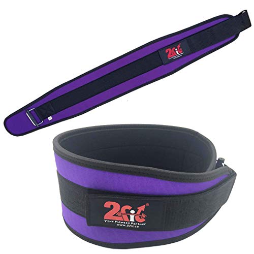 2Fit weightlifting belt for Men Neoprene Belt Back Support Fitness Strength Training Workout Exercise Back Pain Relief Gym Squad Pro Belts unisexºº (PURPLE, XXS)