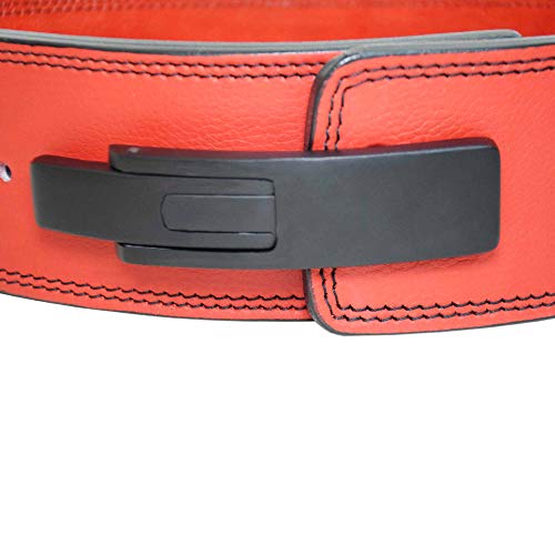 AALYANZ Lever Belt Made of Cow MILD Leather 13MM Belt for Men & Women Lower Back Support for Weightlifting (RED, Small)