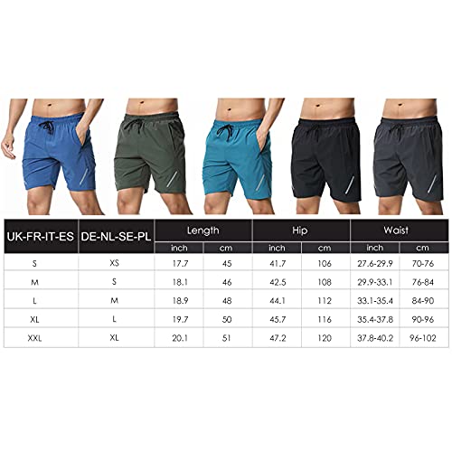 Superora Men's Workout Running Shorts Sports Quick Dry Lightweight Breathable with Pocket,with Reflective Strip Design Athletic Shorts for Casual, Training, Jogging, Gym, Active,Peacock Blue