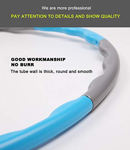 Fitness Hula Hoops Weighted Hoop for Adults Kids Folding Adjustable Workout Equipment Ring 8 Sections (Blue Grey)