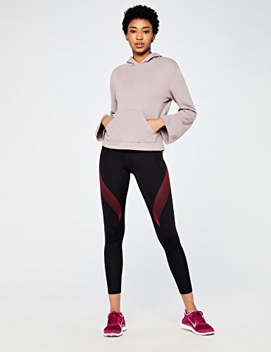 Amazon Brand - AURIQUE Women's Printed Sports Leggings, Black (Black/love Potion), 12, Label:M