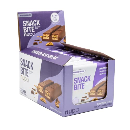 NUPO Snack Bite – Chocolate Break I Crispy wafers with cocoa cream filling I Healthy snack I 14 x 3 x 21,5g I 113 kcal per serving I No added sugar I High in protein I Gluten free I No palm oil - Gym Store