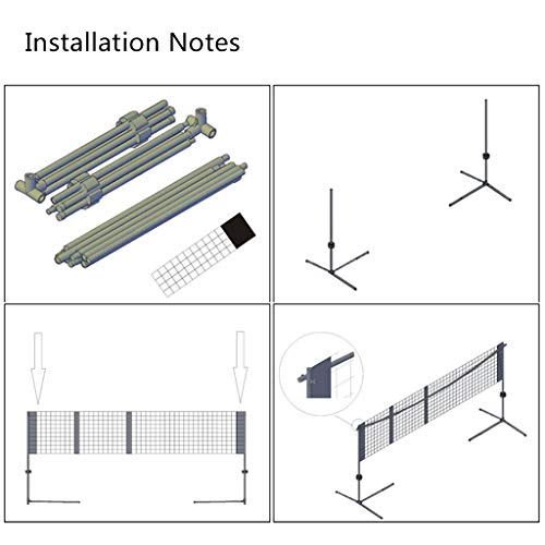 Tennis net Ball network Folding Tennis Stand Badminton Net Rack Portable Folding Simple Standard Mobile Venue Outdoor Net Best Gift Color : Black, Size : Net width=610cm(Adjustable)