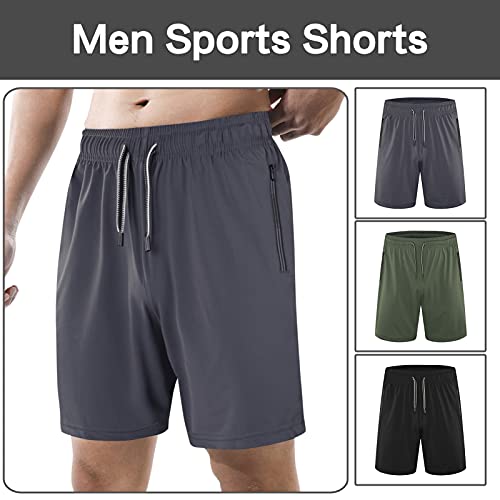 Lixada Men's Sport Shorts Running Shorts with Zipper Pockets Quick Dry Lightweight Pants Workout Running Training Weightlifting Joggers
