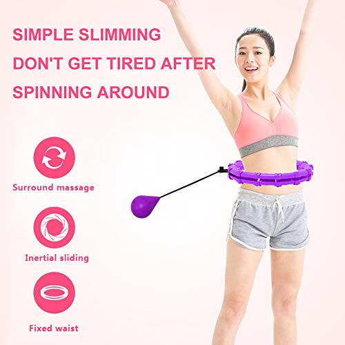 CXING Weighted Hula Hoop of Adult, 24 Knots Detachable Smart Fitness Always Spinning Hoola Hoops for Womens and Mans, for Slimming, Workout, Aerobic, Exercise (Pink)
