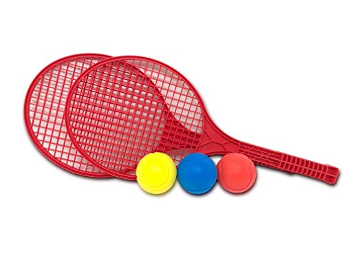 E-Deals Red Soft Tennis Set with three 70mm Assorted Foam Tennis Balls