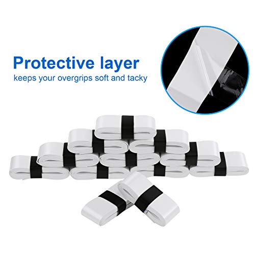 12 Pieces Tennis Badminton Racket Overgrips for Anti-slip and Absorbent Grip (White)