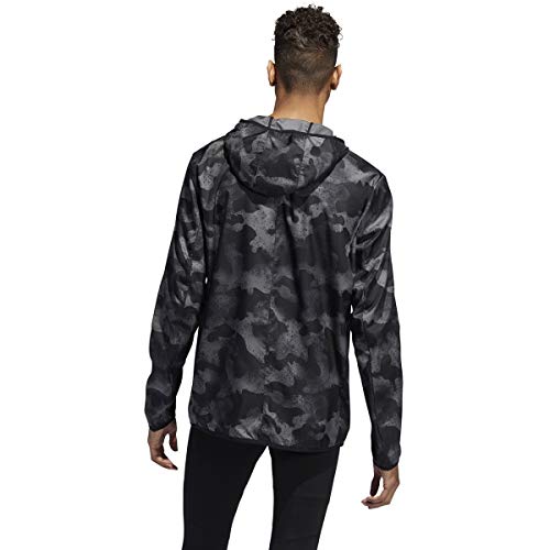 adidas Men's Own the Run Camouflage Running Jacket, Grey/Grey/Black, Large