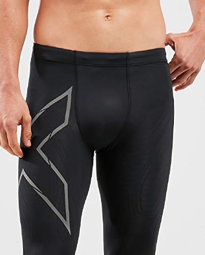 2XU Men's Light Speed Compression Tights, Black/Black Reflective, L