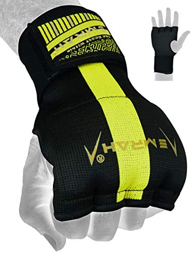 EMRAH E2 Boxing Hand Wraps | Boxing Pro Grip Inner Gloves | Boxing Gel Wraps (BlackYellow, Small)
