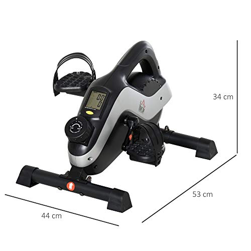 HOMCOM Portable Mini Pedal Exercise Bike 8 Levels Magnetic Resistance Cycle Leg Fitness Cardio Workout w/LCD Display Black