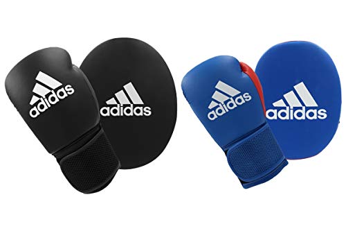 adidas Boxing Gloves and Focus Mitts Set Adult Men Women Kids Fitness Training Workout Gym Pads 10oz 6oz, Black