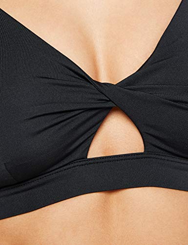 Amazon Brand - AURIQUE Women's Low Impact Twist Knot Cut Out Sports Bra, Black (Black), S, Label:S