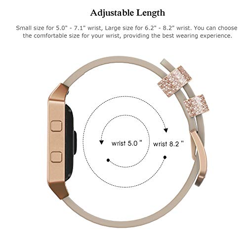 Cynmir Leather Strap Compatible with Fitbit Blaze Smart Watch, Genuine Leather Replacement Band with Metal Frame Small & Large for Women Men, Champagne Gold, Rose Gold, Grey, Beige, Rose Pink