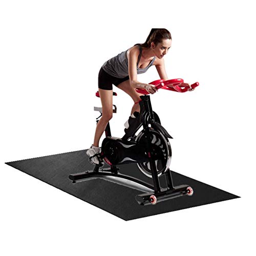 Exercise Fitness Mat, High Density Exercise Equipment Mat Durable Bicycle Trainer Floor Mat for Under Stationary Bike, Spin Bike, Fitness Equipment, Home Gym Floor Protection (Black)
