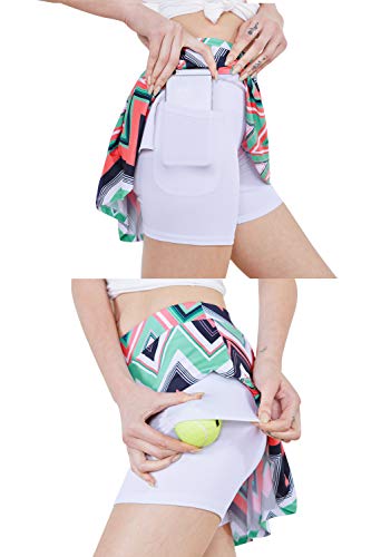 Westkun Women's Basic Golf Underneath Short Skort Black Ladies Running Fashion Tennis Hockey Skirt with Pockets(W Stripe,XXL)