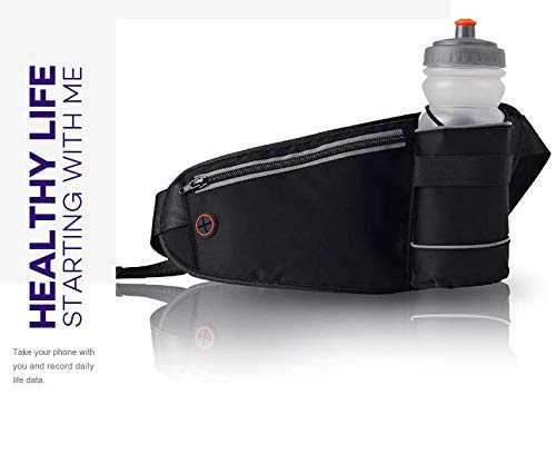 ADD Running Belt Waist Bag for Men and Women | Gym Fanny Pack | Reflective Waist Pouch with Water Bottle | Expandable Waterproof Sports Belt Waist Phone Holder for Jogging