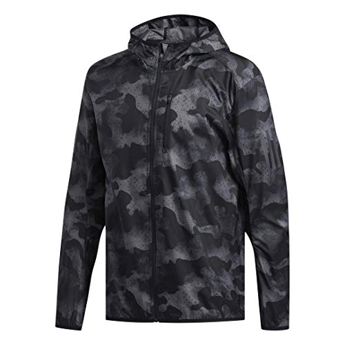 adidas Men's Own the Run Camouflage Running Jacket, Grey/Grey/Black, Large