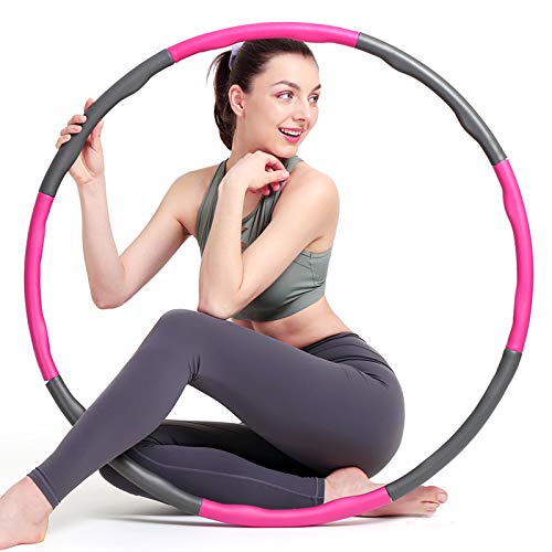 Foxmog Hula Hoop for Adults-Weighted Hula Fitness Hoop for Weight Loss and Exercise,6-8 section Detachable Adjustable Wavy Design, Indoor Folding Hoola Hoop for Women,Soft Padding