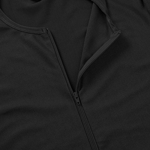 iiniim Mens One Piece Short Sleeve Front Zipper Boxer Shorts Leotard Bodysuit Catsuit Black XL