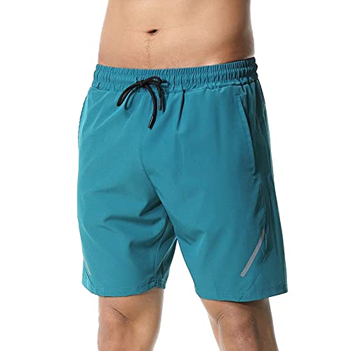 Superora Men's Workout Running Shorts Sports Quick Dry Lightweight Breathable with Pocket,with Reflective Strip Design Athletic Shorts for Casual, Training, Jogging, Gym, Active,Peacock Blue