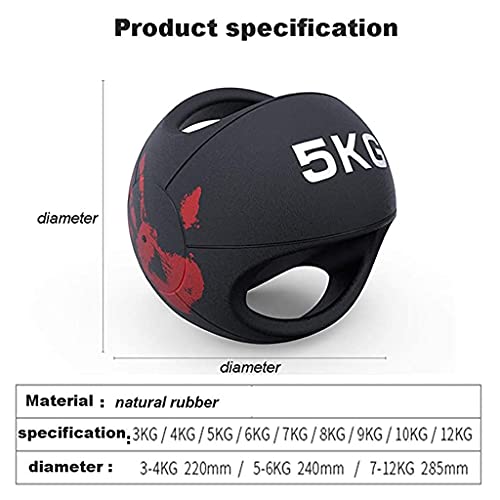 Medicine Ball Double Handle Medicine Ball Bouncy Ball, Home Gym Core Muscle Training Resistance Training Aerobic Exercise Fitness Ball (Size : 3kg/6.6lbs)