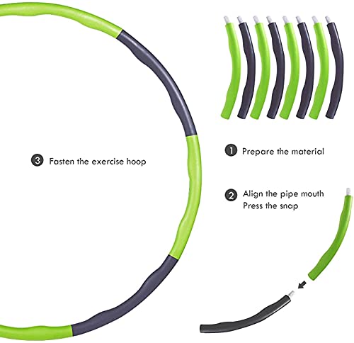 fitness hula hoops Weighted Hula Hoop, Hoola Hoop for Adults, Lightweight Durable Removable Section Massage Hula Ring, PE Material, for Weight Loss/Abdominal Shaping/Home/Office 8-section Detachable
