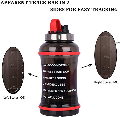 FORWEWAY Large Sports Water Bottle 2.2l/3.2l Eco-friendly BPA-free Leak-proof Extra-strong Reusable Durable Gym Bottle Half Gallon Water jug with Tracker Big Water Container