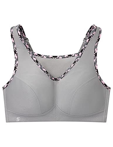 Glamorise Women's Full Figure No-Bounce Camisole Wirefree Sports Bra #1066 Non-Wired Sports Bra, Silver (Soft Gray ), 38H (Manufacturer Size: 38 I)