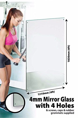 Large Mirror Glass Safety Backed With 4 Holes Home Gym 6Ft X 4Ft (183cm X 122cm)