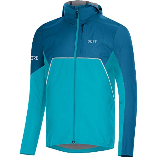 GORE WEAR R7 Men's Running Hooded Jacket Partial GORE-TEX INFINIUM, L, Scuba Blue/Sphere Blue