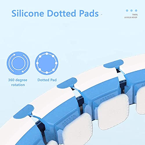 Ainstsk Smart Weighted Hula Hoop, 2 in 1 Abdomen Fitness Weighted Hulahoops with 24 Detachable Knots Abdominal Trainers-Blue & White