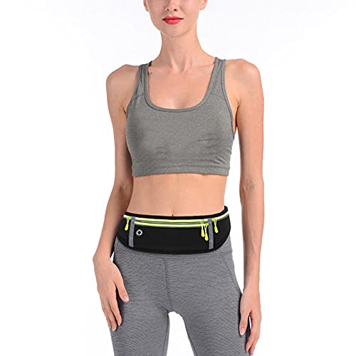 Lightweight Running Belt Waterproof Running Waist Pack with 4 Zip Pockets Sport Waist Bag with Adjustable Elastic Strap for Phone Holder Bumbags for Men Women Outdoors, Hiking, Cycling-Pink