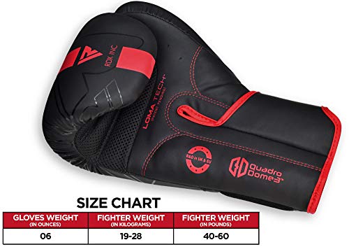 RDX Kids Boxing Gloves Sparring and Muay Thai Maya Hide Leather, KARA Patent Pending Junior Training Mitt for Kickboxing, Punch Bag, Focus Pads, MMA, Thai Pad, Double End Ball Punching Fight Gloves