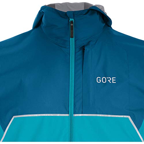 GORE WEAR R7 Men's Running Hooded Jacket Partial GORE-TEX INFINIUM, L, Scuba Blue/Sphere Blue