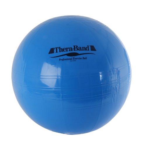 THERABAND Gym Exercise 75cm Ball for Sport Training , Yoga and Fitness, Home Gym Equipment with Inflation Adaptor, Blue