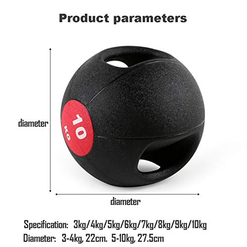 Medicine Ball AGYH Double Handle Rubber, Balance Training Aerobics Fitness Ball, 3kg/4kg/5kg/6kg/7kg/8kg/9kg/10kg (Size : 5kg/11lb)