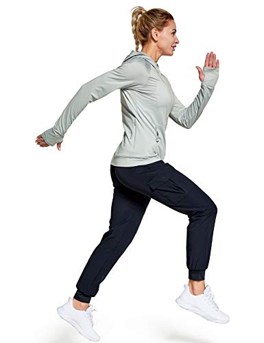 FitsT4 Women's Long Sleeve Running Jacket Sports Shirts hooded Yoga Fitness Top UPF 50+ Sun Protection Full Zip UP Pullover,grey,XXL