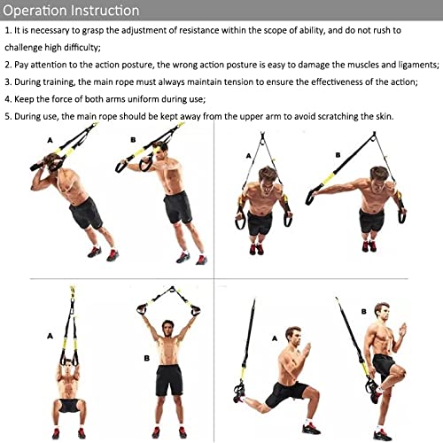Aedcbaide Suspension Trainer, Fitness Suspension System Training Kit Suspension Straps Bodyweight Home Resistance Kit Suspension Trainer Home Gym Workout Equipment for Working Out Indoor Outdoor