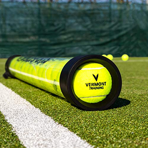 Vermont Tennis Ball Pick-Up Tube - Simple Tennis Ball Collection – 15-Ball Capacity (Regular Tennis Balls) | Long-Lasting PVC Construction | Top Rubber Lock Strap