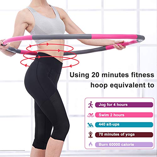B ozhiwei Weighted Hoola Hoop, Fitness Hoola Hoop for Adults/Kids, 8 Section Detachable Design Soft Exercise Hoops for Adults Training for Abdominal Muscles, Weight Loss at Home, Office, Fitness Club