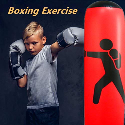 FOYOCER Punching Bag Kids Freestanding Boxing Inflatable Kids Punching Bag Bounce Back for Practicing Karate MMA Fitness Boxing Bag for Toddler Tall 61”(Air Pump & Repair Stickers Included)