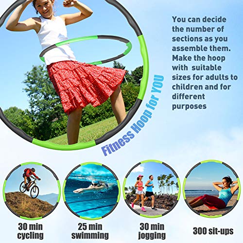 Foxmog Weighted Fitness Hula Hoops for Adults for Weight Loss and Exercise,6-8 section Detachable Adjustable Wavy Design, Indoor Hoola Hoop for Women and Children