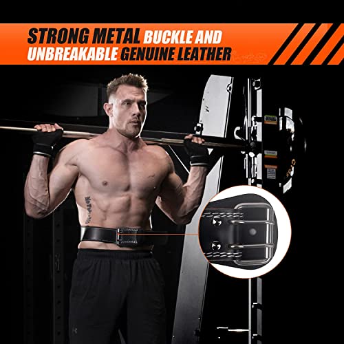 ShanTu Genuine Leather Weight Lifting Belt for Men Lumbar Back Support Gym Powerlifting Weightlifting Heavy Duty Workout Training Exercise and Fitness Belt