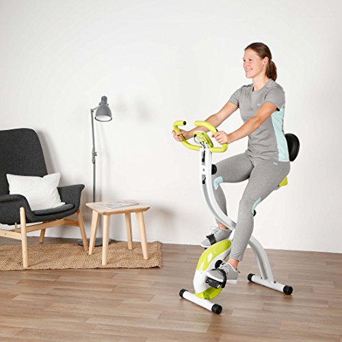 Ultrasport F-Bike Home Trainer 200B with Hand Pulse Sensors, with Backrest, Foldable, Green