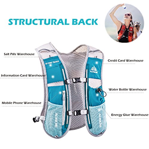 JEELAD Running Hydration Vest Hydration Pack Backpack for Running Jogging Cycling (Rose Red (5L), with 1.5L Water Bladder)