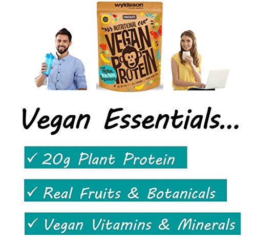 Vegan Protein Powders (28 Servings, 1kg) - All Natural Vegan Protein Shake High in Iron & Zinc with Fruits, Botanicals & Plant Based Protein Powder, Gluten Free, Dairy Free, Lactose Free (Chocolate)