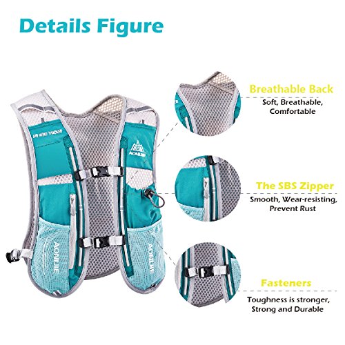 JEELAD Running Hydration Vest Hydration Pack Backpack for Running Jogging Cycling (Rose Red (5L), with 1.5L Water Bladder)