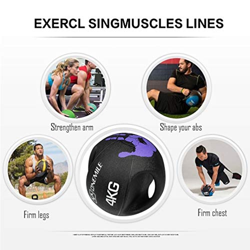 Medicine Ball AGYH Fitness, Double-handle Rubber Elastic Fitness Ball, Non-slip And Wear-resistant, 2KG/3KG/4KG/5KG/6KG/7KG/8KG/9KG/10KG (Size : 2kg/4.4lbs)
